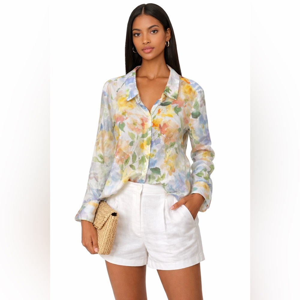 Revolve Bailey 44 NWOT Floral Lyocell Career Button down Silky Shirt Sz L